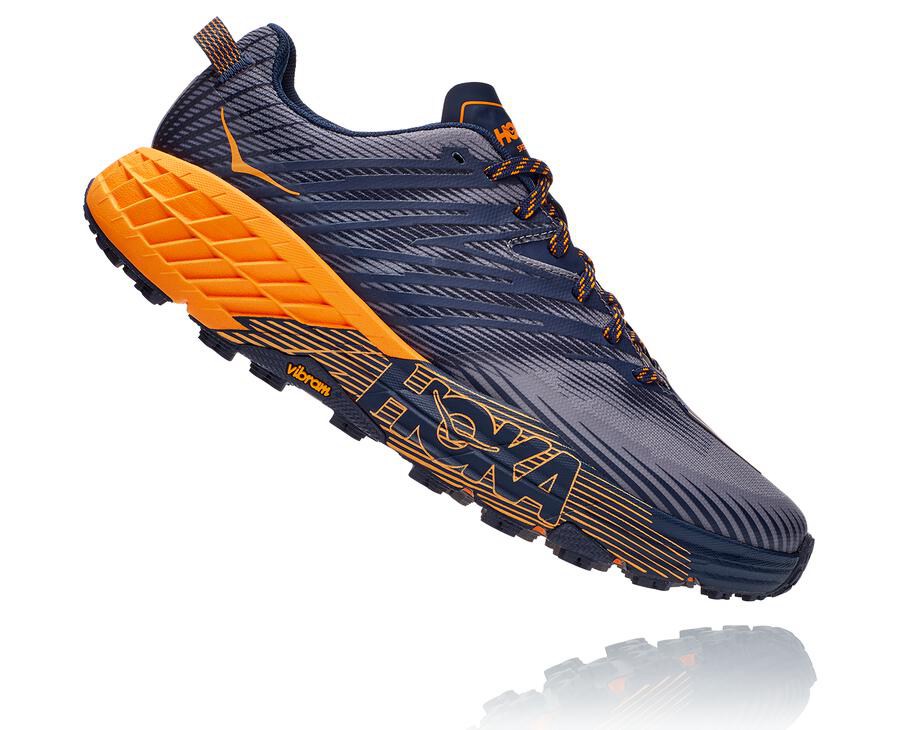 Hoka One One Trailove Tenisky Panske Modre/Oranžové - Speedgoat 4 - 04139-ZWAE